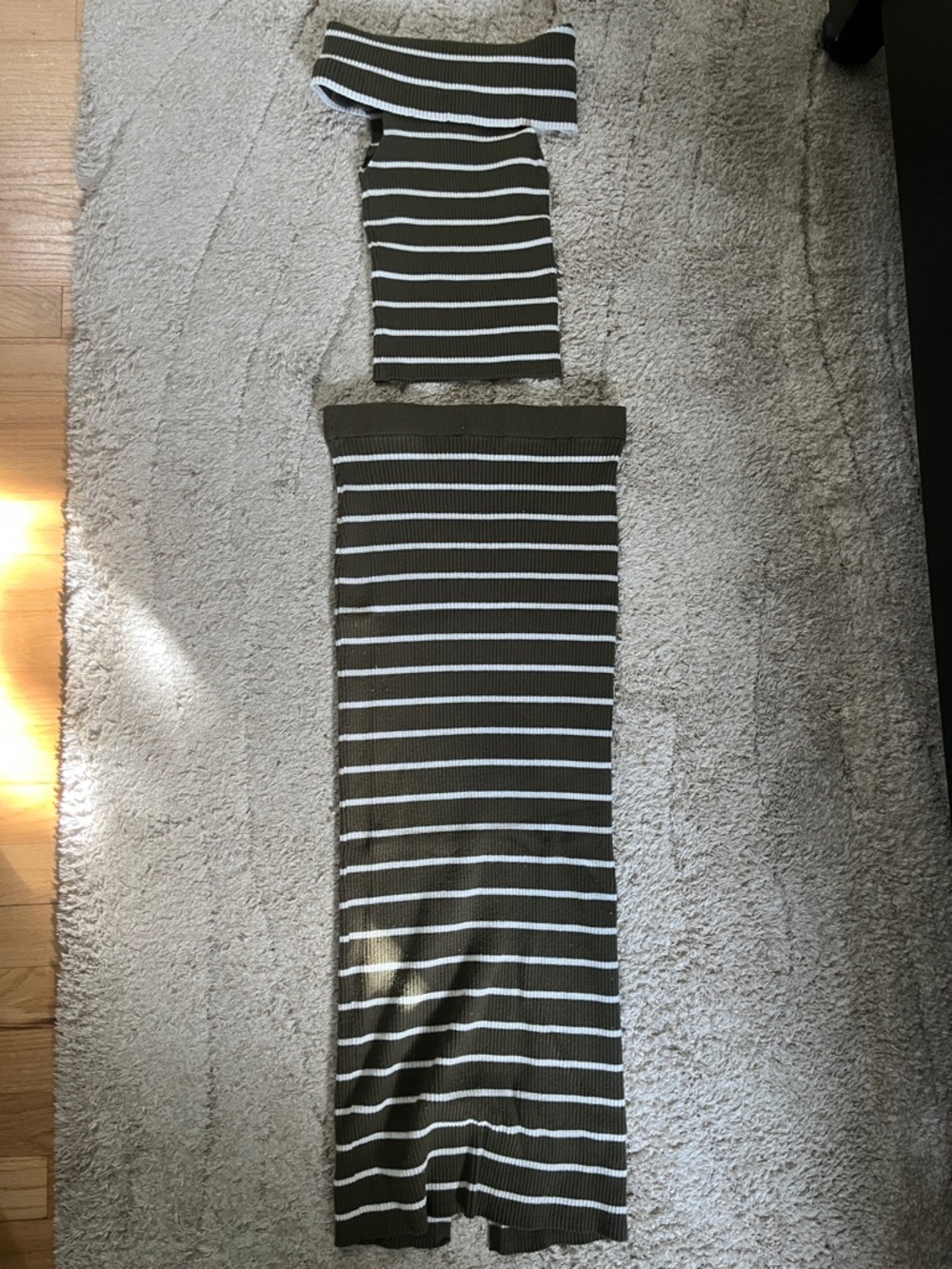 Freshman Olive & White Striped Knit Top